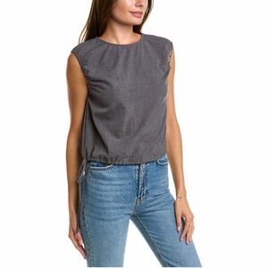 NWT Line & Dot Kay grey sleeveless top with tie at waist Size Medium